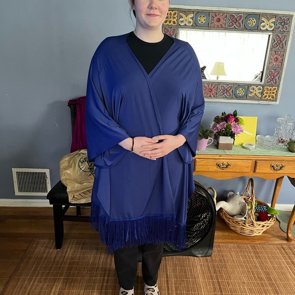 Maui Mamas One Size Fits Most Royal Blue kimono - Picture 2 of 9